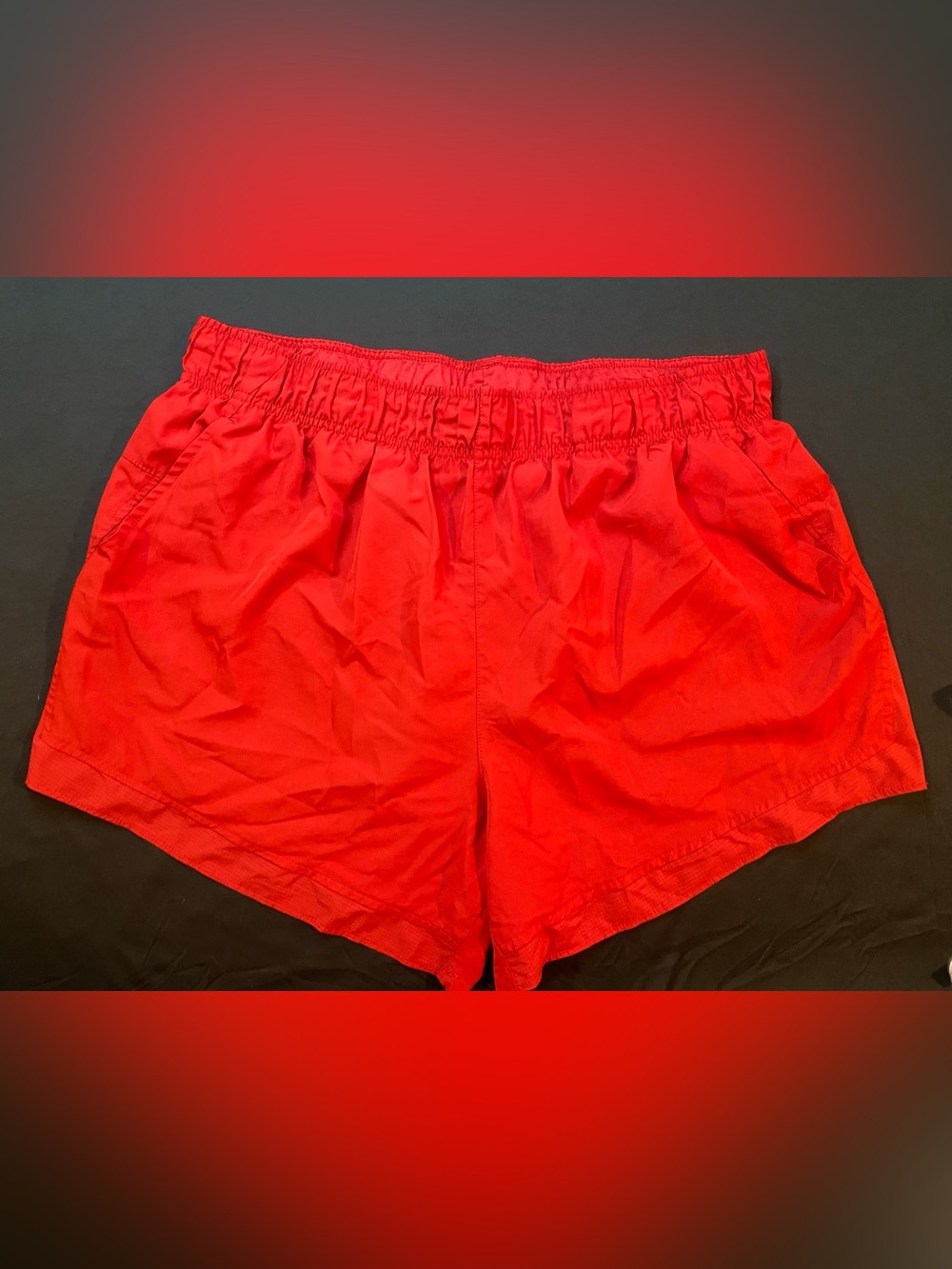 Women's Red Elastic Waist Shorts